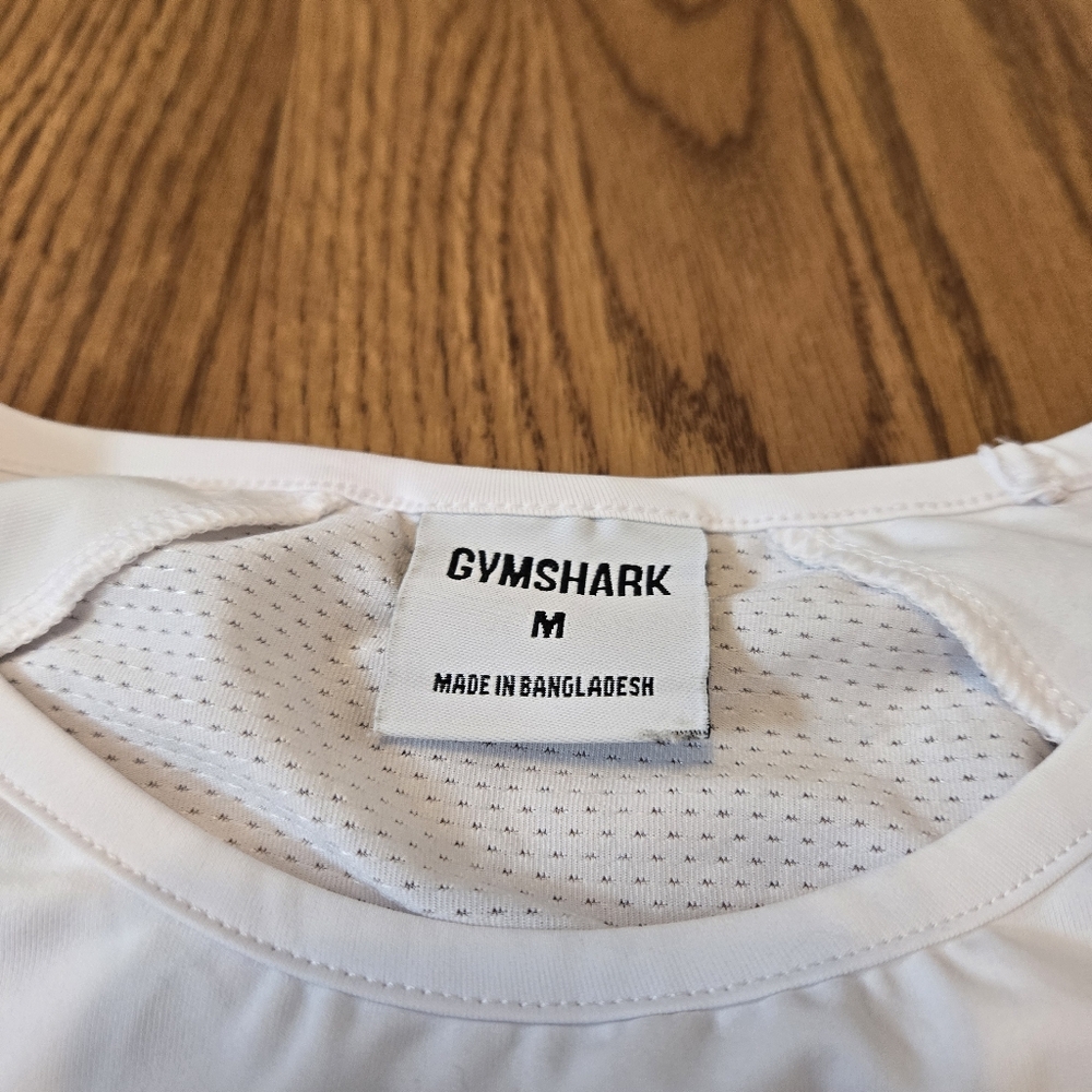 GYMSHARK White Long Sleeve Crop Top Active Cropped Stretch Gym Yoga Outdoor M - Picture 2 of 9